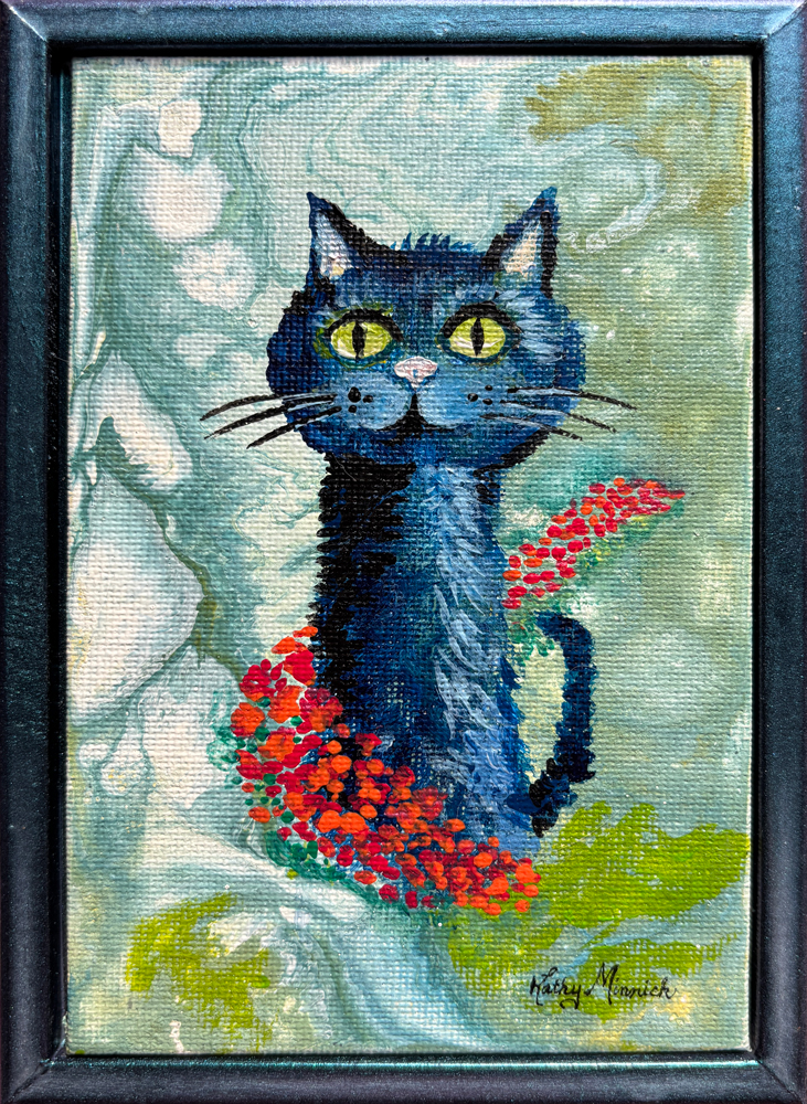 Blue Cat in Poppy Field