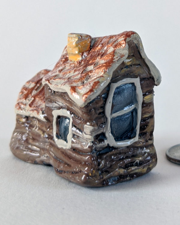 Tiny House Sculpture - Log Cabin