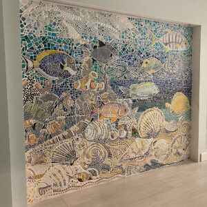 Mosaic tile underwater fish mural
